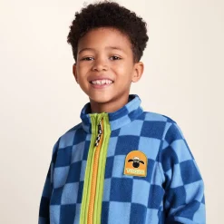 Lacaune Kids Shaun the Sheep Fleece Zip Jacket - Bluebell/Night Blue Checkerboard