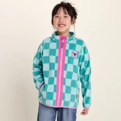 Lacaune Kids Shaun the Sheep Fleece Zip Jacket - Spearmint/Bubblegum Checkerboard