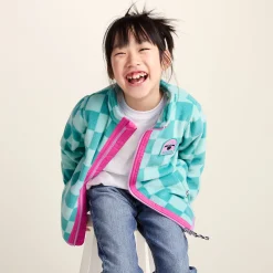 Lacaune Kids Shaun the Sheep Fleece Zip Jacket - Spearmint/Bubblegum Checkerboard