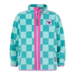 Lacaune Kids Shaun the Sheep Fleece Zip Jacket - Spearmint/Bubblegum Checkerboard