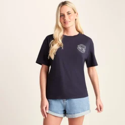 Lakeside Womens 100% Cotton Supersoft Relaxed Fit T-Shirt - Dark Indigo