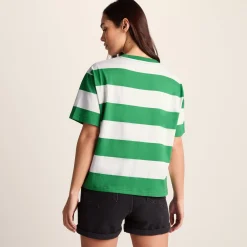 Lani Womens 100% Cotton Supersoft Boxy Fit T-Shirt - Sage Stripe