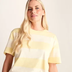 Lani Womens 100% Cotton Supersoft Boxy Fit T-Shirt - Butter Yellow Stripe