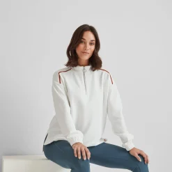 Larelle Womens Half Zip Sweatshirt - Vanilla