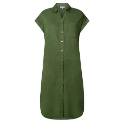 Lenira Womens Relaxed Fit Luxurious Tencel Lyocell Shirt Dress - Dark Matcha