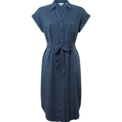 Lenira Womens Relaxed Fit Luxurious Tencel Lyocell Shirt Dress - Dark Denim
