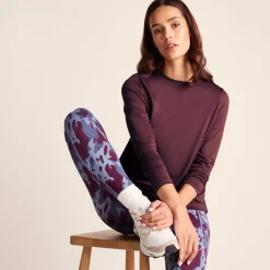 Leonie Womens Long Sleeve Performance Top - Black Raspberry