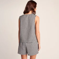 Lila Womens Short Sleeve Gingham Check Shirt - Black Check
