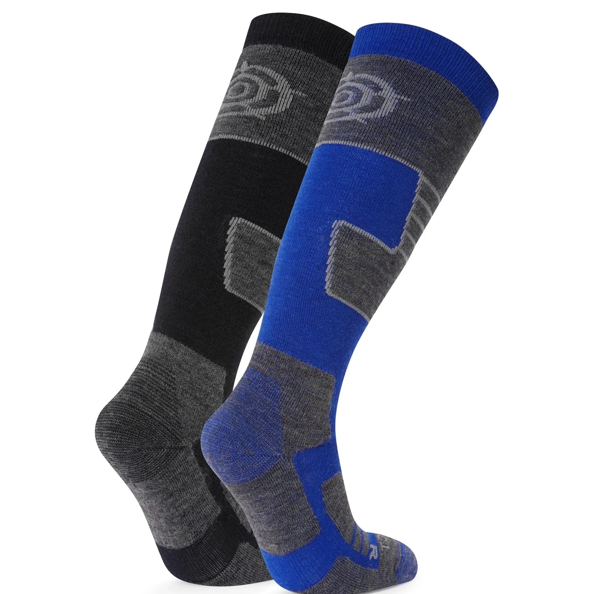 Linz 2 Pack Mens Ski Socks - Black/Royal Blue