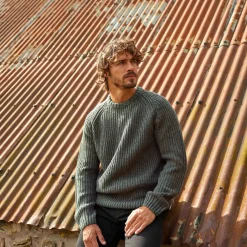 Logan Mens Chunky Knitted Jumper - Light Forest