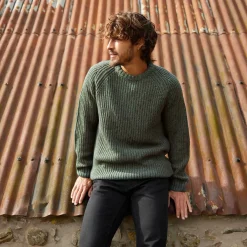 Logan Mens Chunky Knitted Jumper - Light Forest