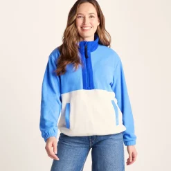 Lowca Womens Relaxed Fit 1/2 Zip Microfleece - Cornflower Blue