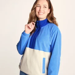Lowca Womens Relaxed Fit 1/2 Zip Microfleece - Cornflower Blue