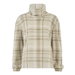 March Womens Relaxed Fit Microfleece Pullover - Simply Taupe Check