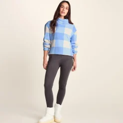 March Womens Relaxed Fit Microfleece Pullover - Powder Blue Gingham