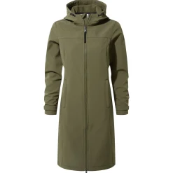 Marina Womens Long Water Resistant Softshell Jacket - Khaki