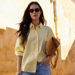 Marnie Womens 100% Cotton Oversized Shirt - Butter Yellow