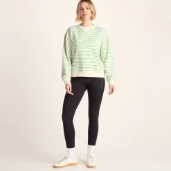Marsella Womens Relaxed Fit Supersoft Sweat - Basil Green Stripe