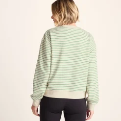 Marsella Womens Relaxed Fit Supersoft Sweat - Basil Green Stripe