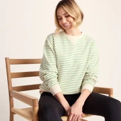 Marsella Womens Relaxed Fit Supersoft Sweat - Basil Green Stripe