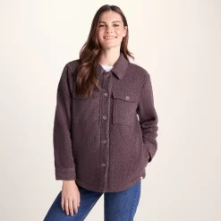 Maxine Womens Supersoft Sherpa Fleece Shacket - Dark Mauve