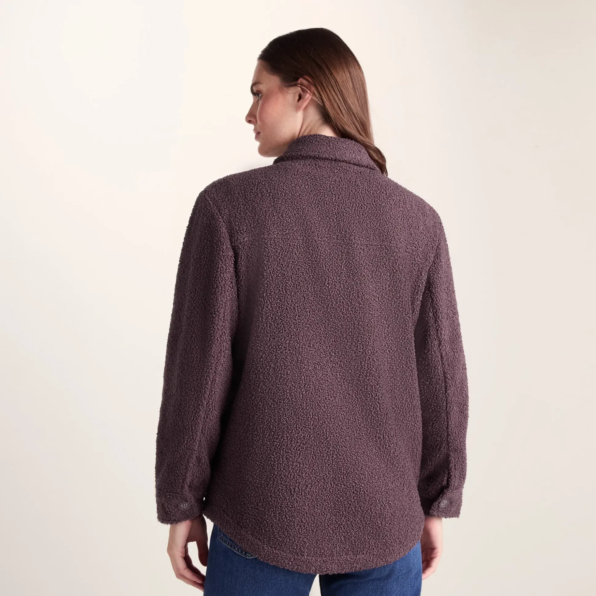 Maxine Womens Supersoft Sherpa Fleece Shacket - Dark Mauve
