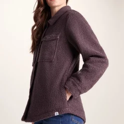 Maxine Womens Supersoft Sherpa Fleece Shacket - Dark Mauve