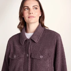 Maxine Womens Supersoft Sherpa Fleece Shacket - Dark Mauve