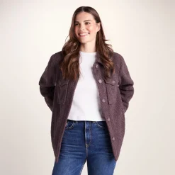 Maxine Womens Supersoft Sherpa Fleece Shacket - Dark Mauve