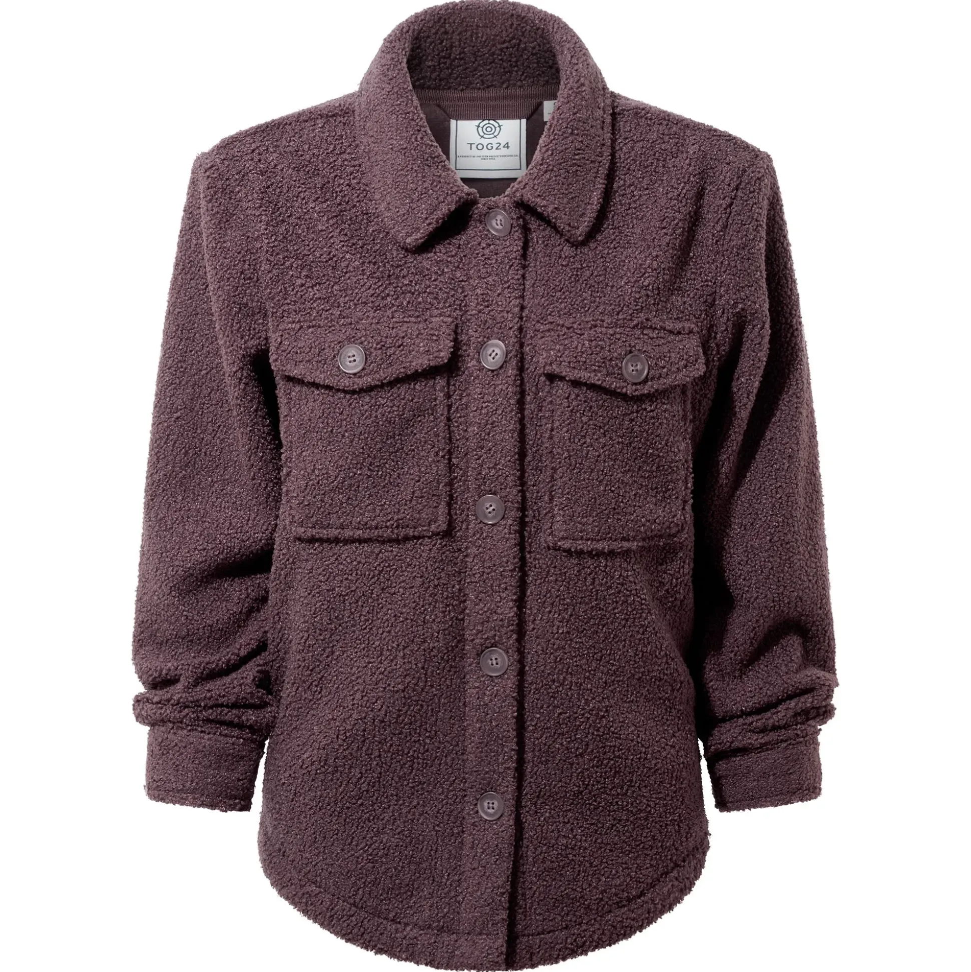 Maxine Womens Supersoft Sherpa Fleece Shacket - Dark Mauve