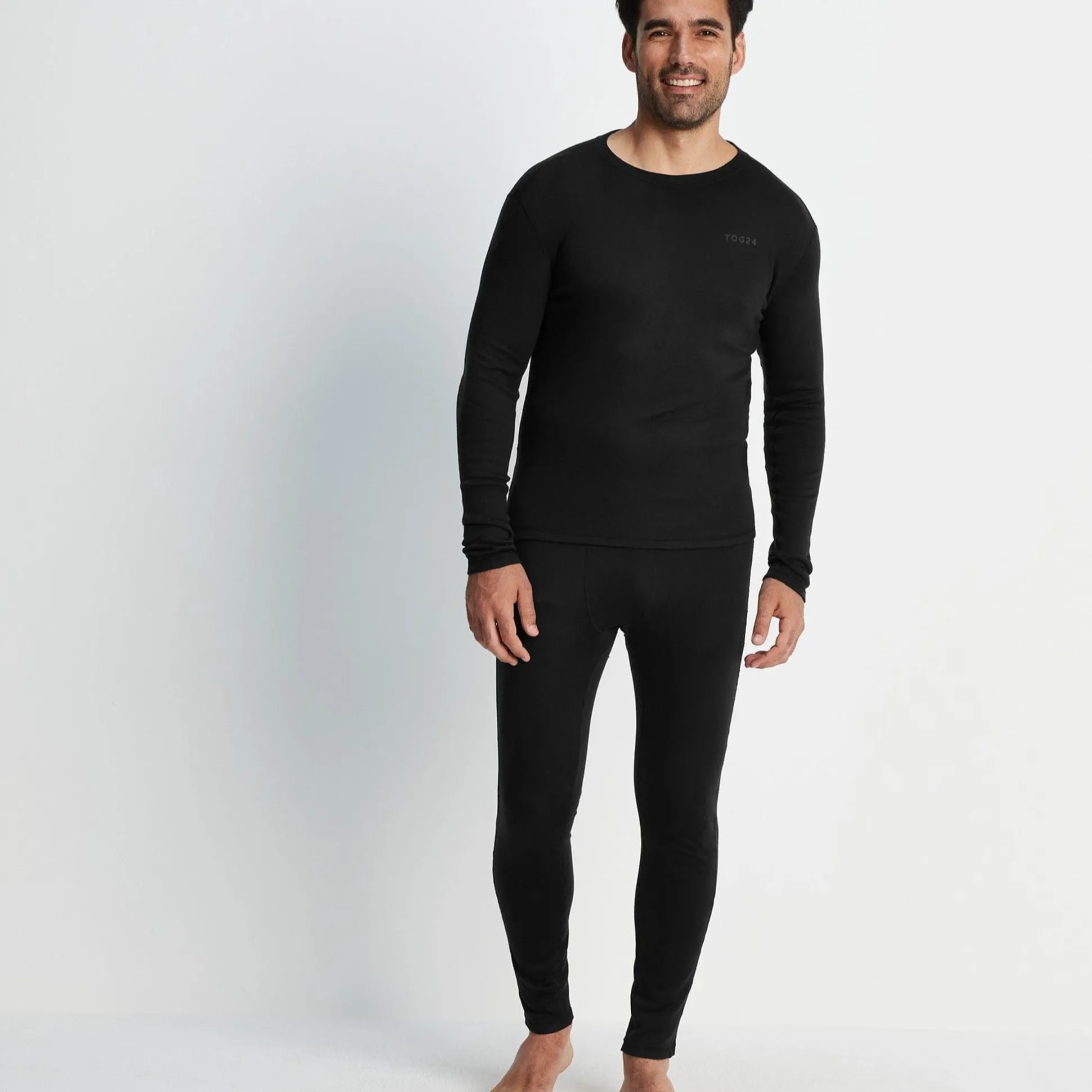 Meru Mens Cashmere Touch Base Layer Set - Black