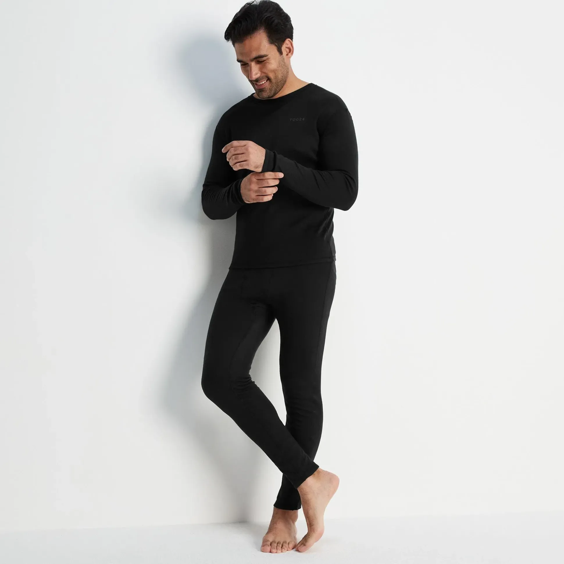 Meru Mens Cashmere Touch Base Layer Set - Black