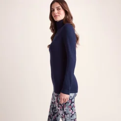 Meru Womens Cashmere Touch Roll Neck Base Layer - Oxford Blue