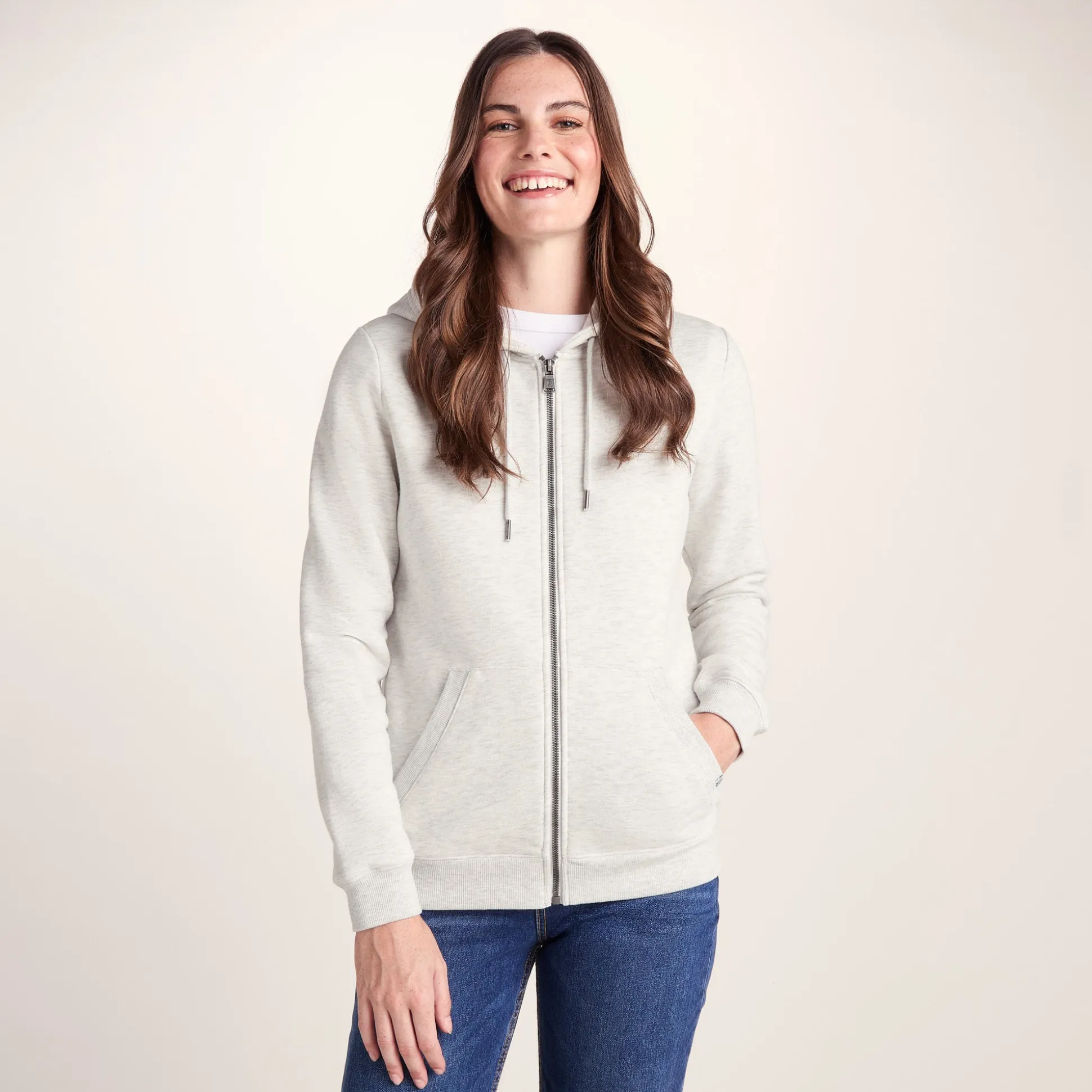 Mia Womens Supersoft Zip Hoody - Oatmeal Marl