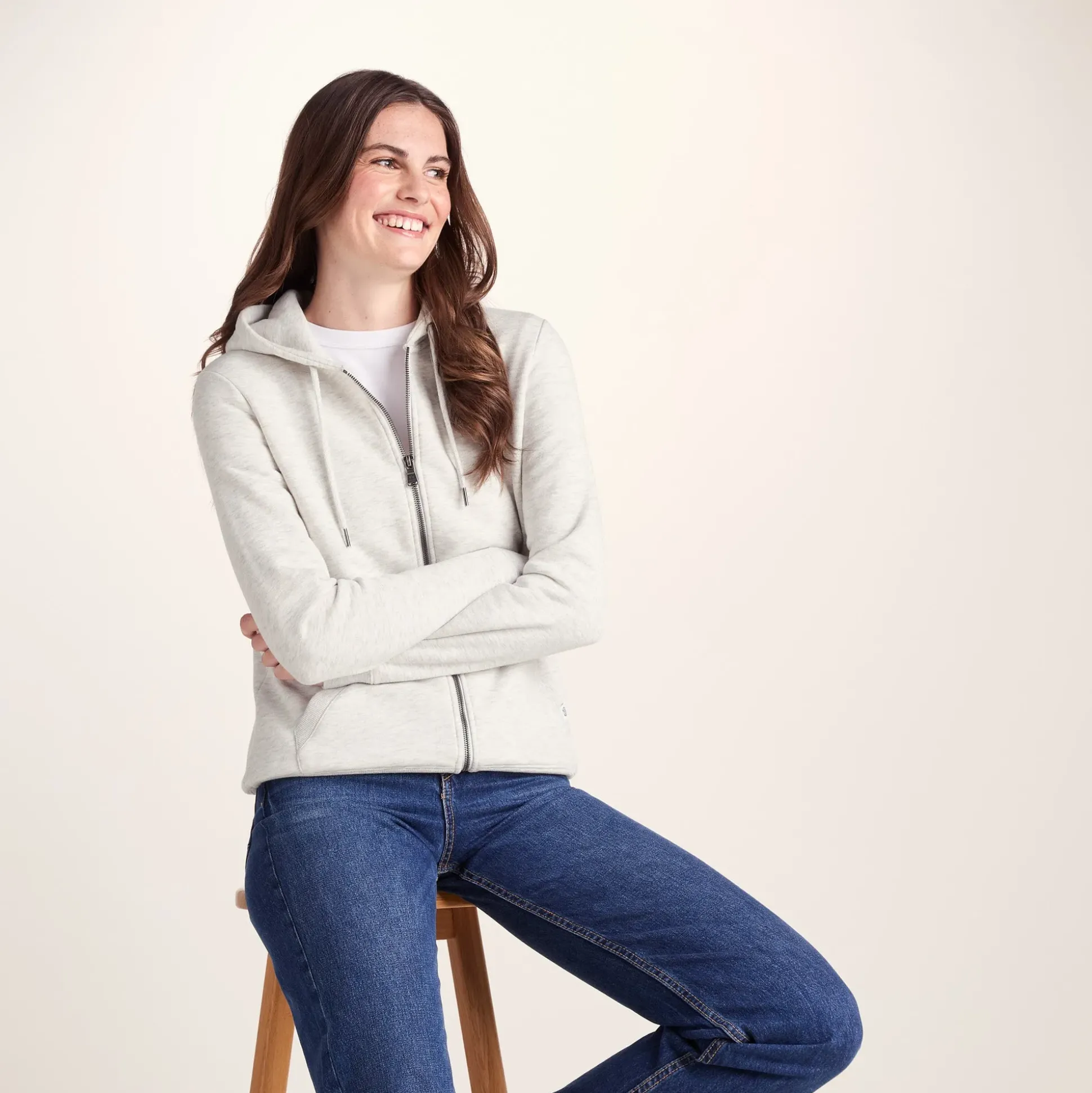 Mia Womens Supersoft Zip Hoody - Oatmeal Marl