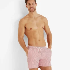 Micah Mens Swimming Shorts - Washed Red Stripe