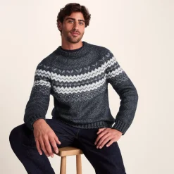 Michael Mens Chunky Knitted Jumper - Dark Indigo Marl