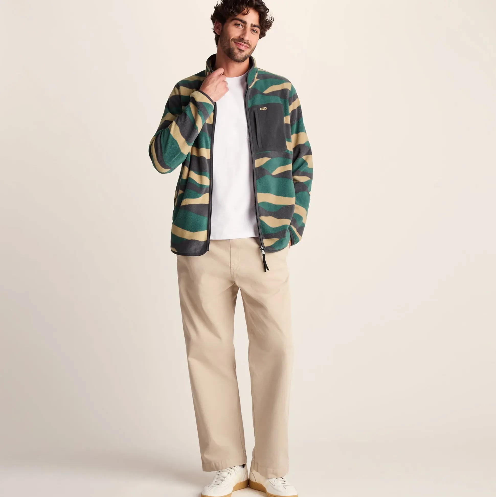 Miles Mens Relaxed Fit Microfleece Jacket - Sand Landscape Print