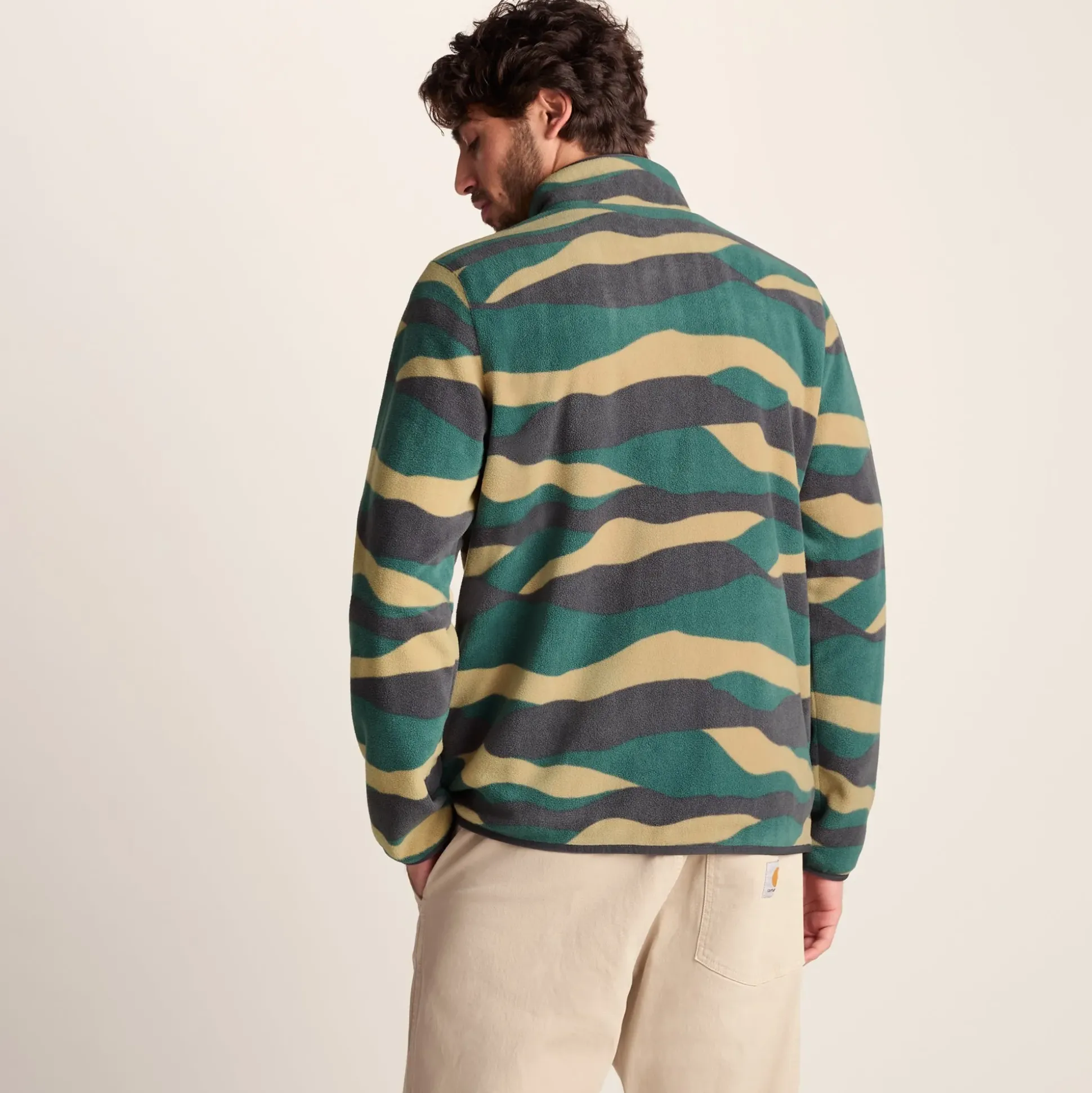 Miles Mens Relaxed Fit Microfleece Jacket - Sand Landscape Print