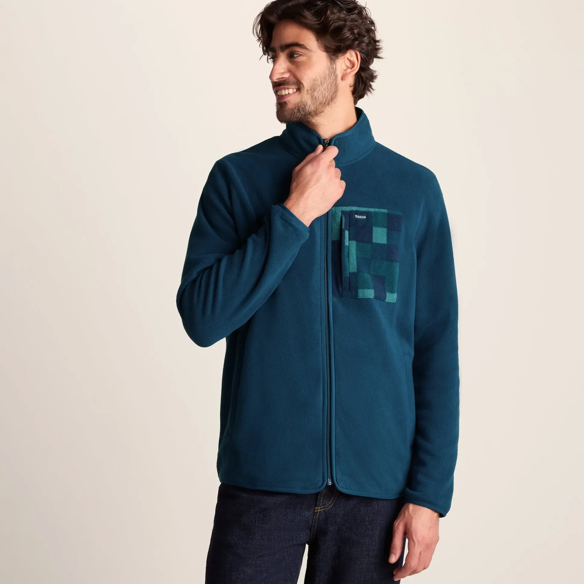 Miles Mens Relaxed Fit Microfleece Jacket - Inky Blue