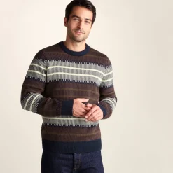 Milo Mens Fairisle Inspired Crew Knit Jumper - Deepest Blue Fairisle