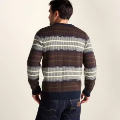 Milo Mens Fairisle Inspired Crew Knit Jumper - Deepest Blue Fairisle