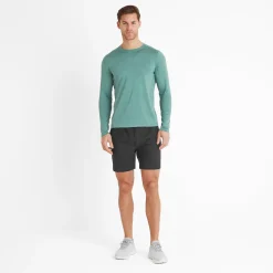 Mittel Mens Long Sleeve Performance Top - Seafoam Green Marl