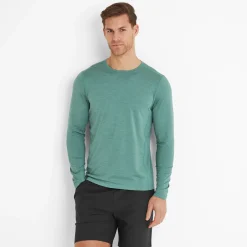 Mittel Mens Long Sleeve Performance Top - Seafoam Green Marl