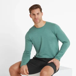 Mittel Mens Long Sleeve Performance Top - Seafoam Green Marl