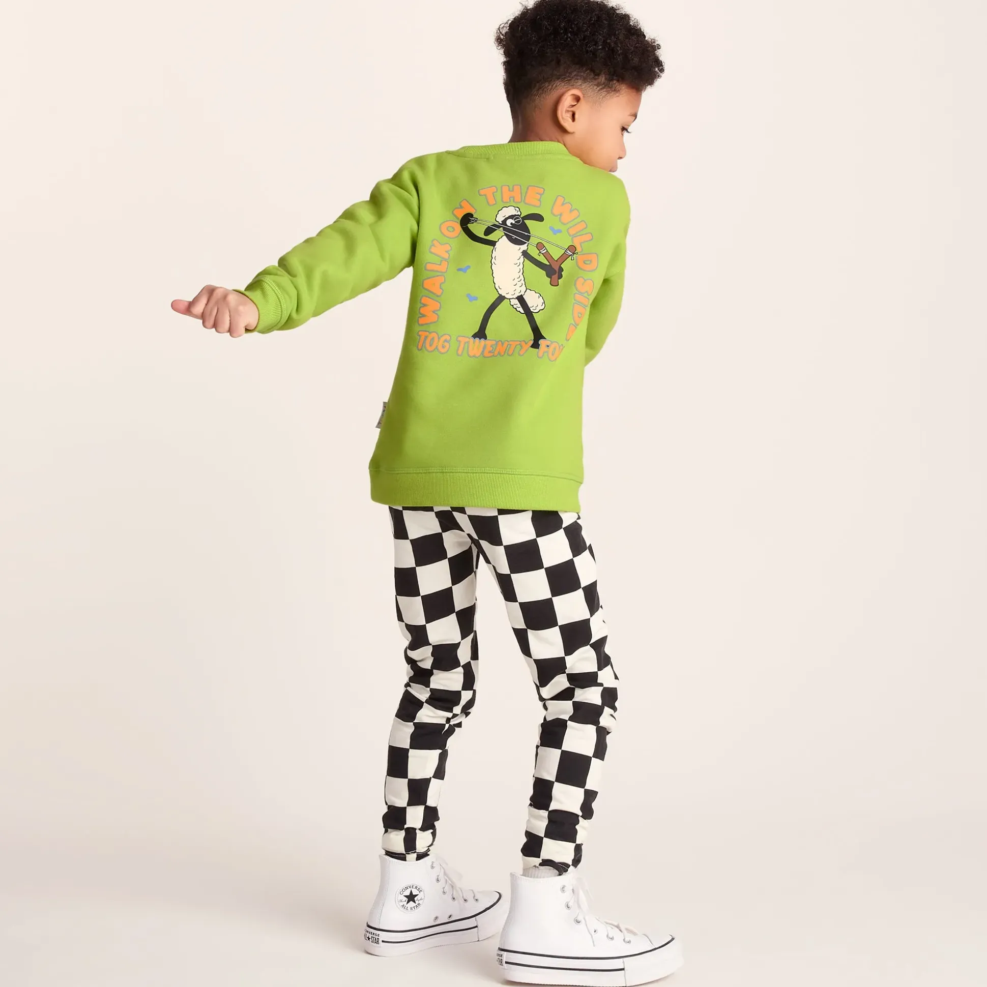 Montadale Kids Shaun the Sheep Crew Sweat - Lime Green