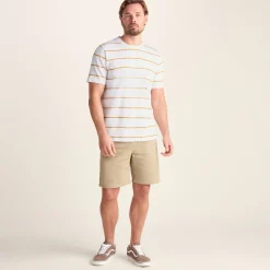 Morar Mens 100% Cotton Supersoft T-Shirt - Dark Yellow Stripe