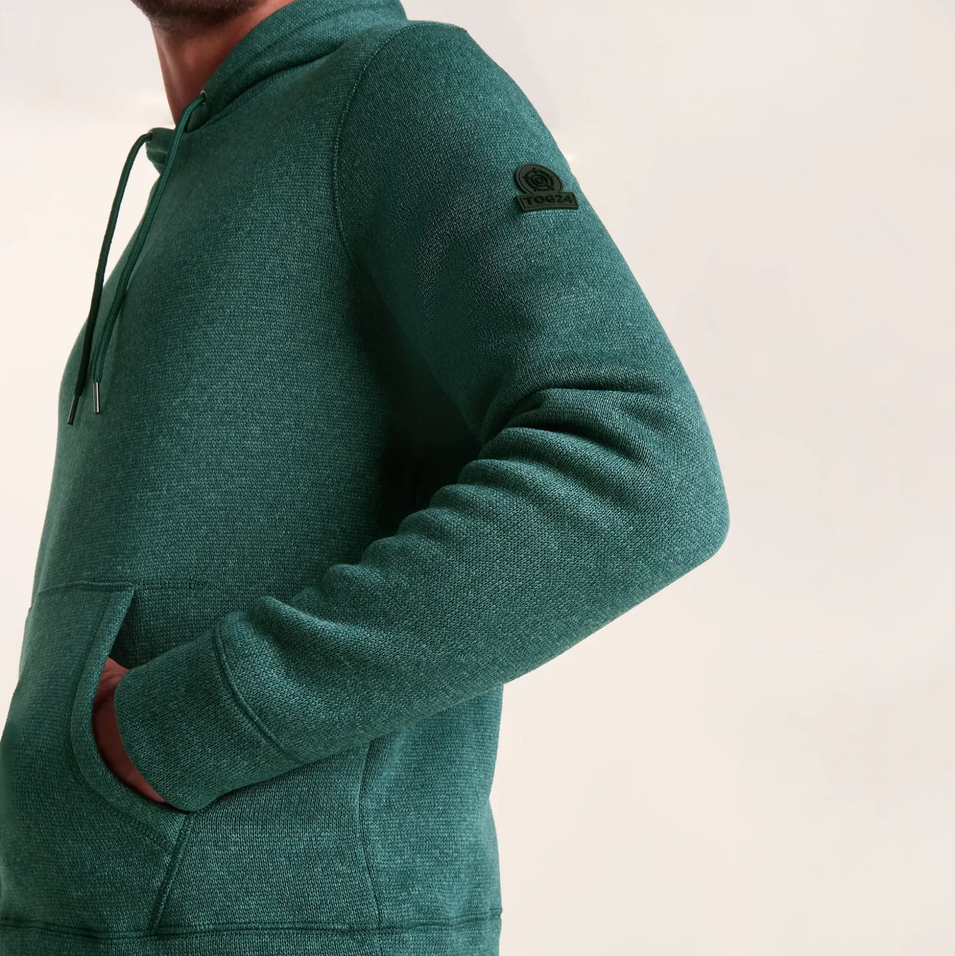Mosby Mens Supersoft Knitlook Fleece Hoody - Dark Turquoise Marl