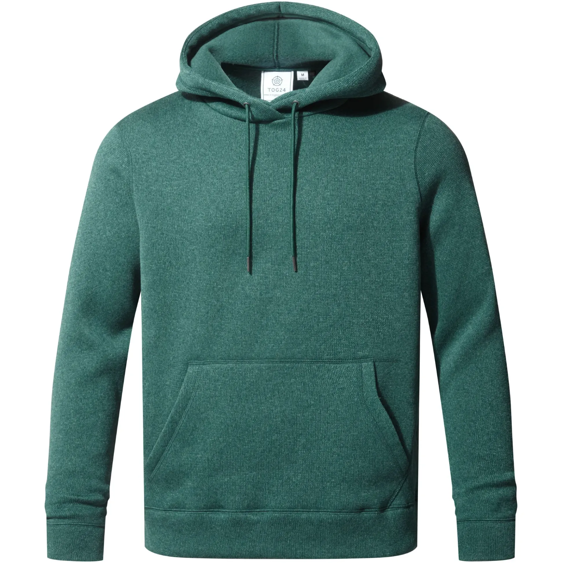 Mosby Mens Supersoft Knitlook Fleece Hoody - Dark Turquoise Marl