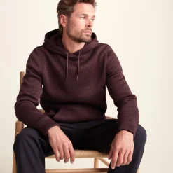 Mosby Mens Supersoft Knitlook Fleece Hoody - Chestnut Brown Melange
